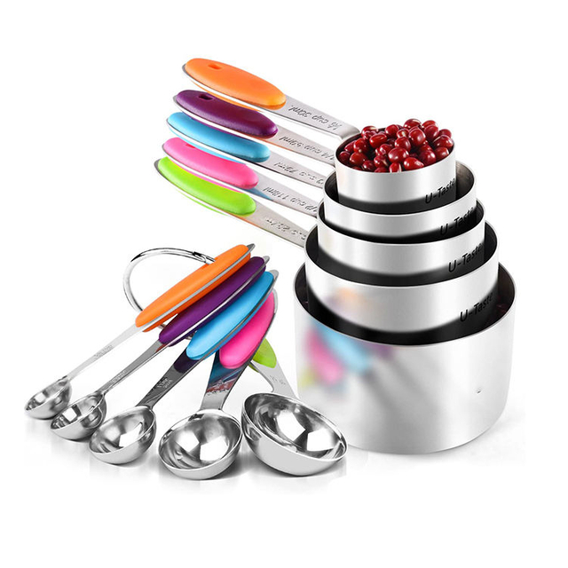 Wholesale Kitchen Cooking Baking Uses Rose Gold Heavy Duty Mirror Polished Stainless Steel Measuring Spoons And Cups Set 2 buyer