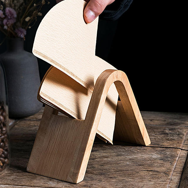 V shape wood coffee filter paper holder hand-brewed coffee v60 dripper paper stand coffee filter storage rack