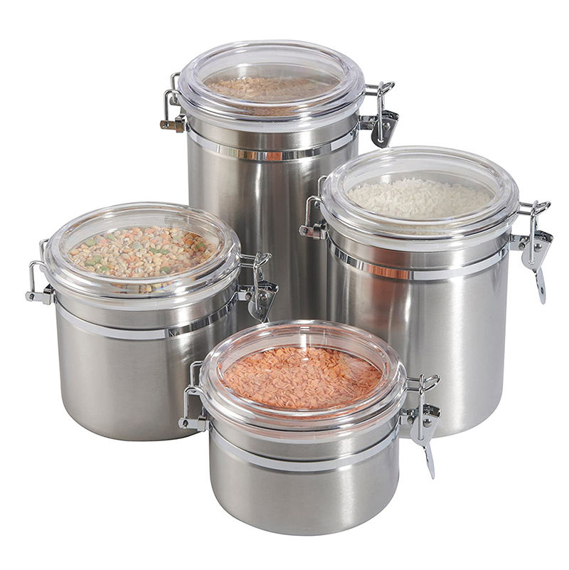 stainless steel canister tea coffee metal air tight container sets jar