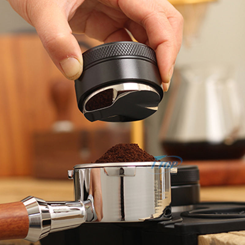 Espresso Tamper Coffee Distributor Tool Black Adjustable Depth Espresso Tamper Dual Head Coffee Distributor