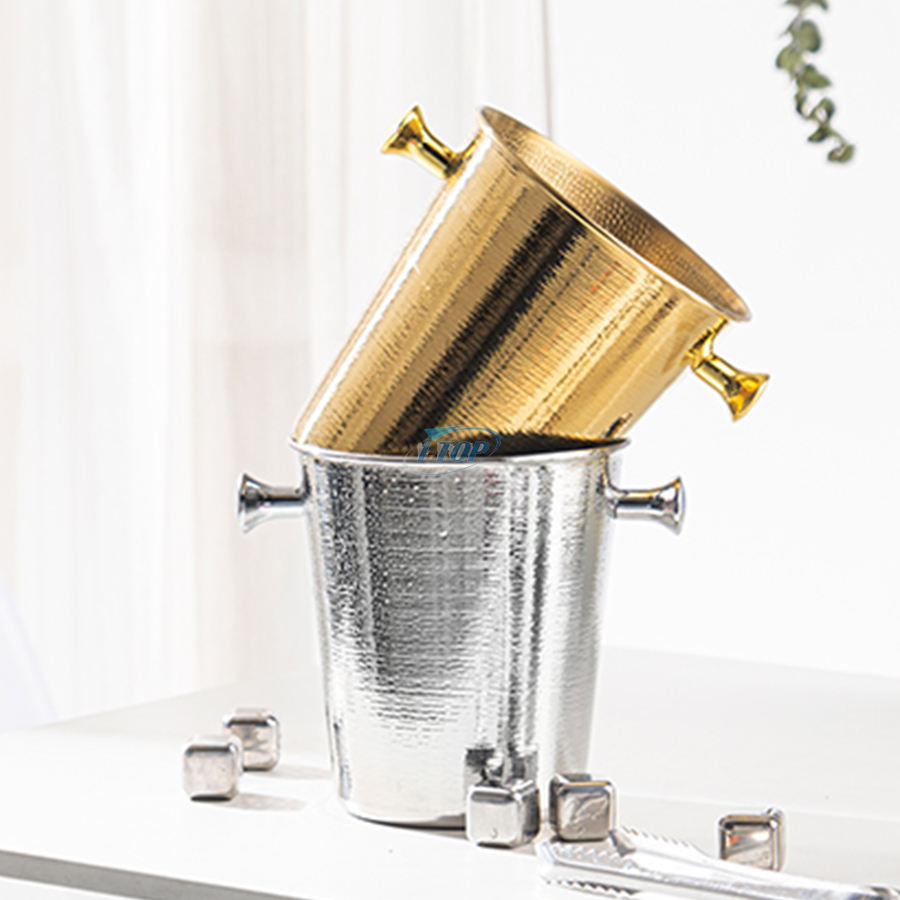 Custom Logo 5.35 Gallons stainless steel ice bucket Metal Drink Tub Twine Ice Bucket With Lid And Ice Scoop