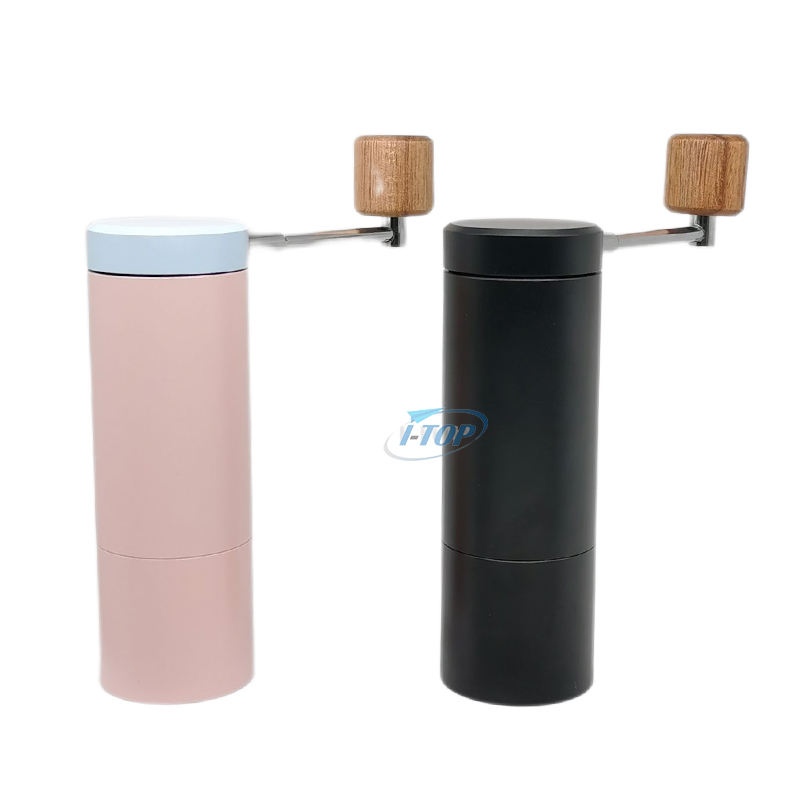 Manual Coffee Grinder Adjustable Burr Stainless Steel Portable Manual Hand Mini Coffee Bean Grinder Wood Handle