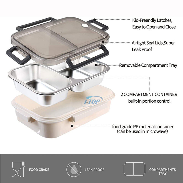 Hot sale Dishwasher Safe Eco-Friendly Lunch Boxs Stainless Steel Food Snack Container bento Lunch Boxs with 5 compartments