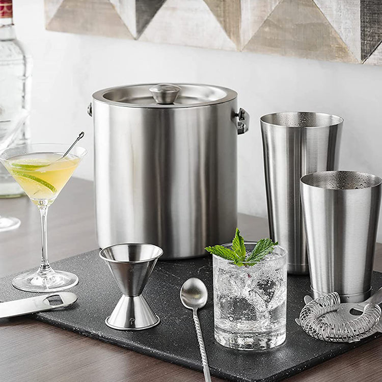 High Quality Metal Ice Bucket Party Drink Cooler Double Wall Stainless Steel Insulated Ice Bucket for Wine Bottle