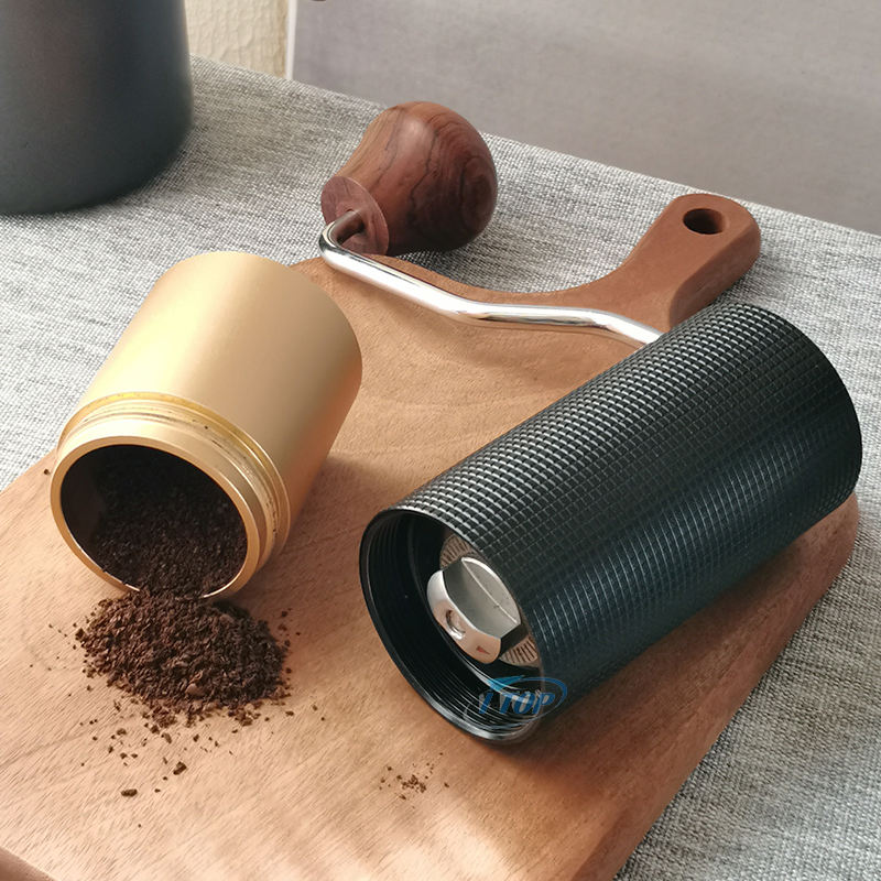 Manual Espresso Grinder Adjustable Burr Stainless Steel Portable Manual Hand Mini Coffee Bean Grinder Wood Handle
