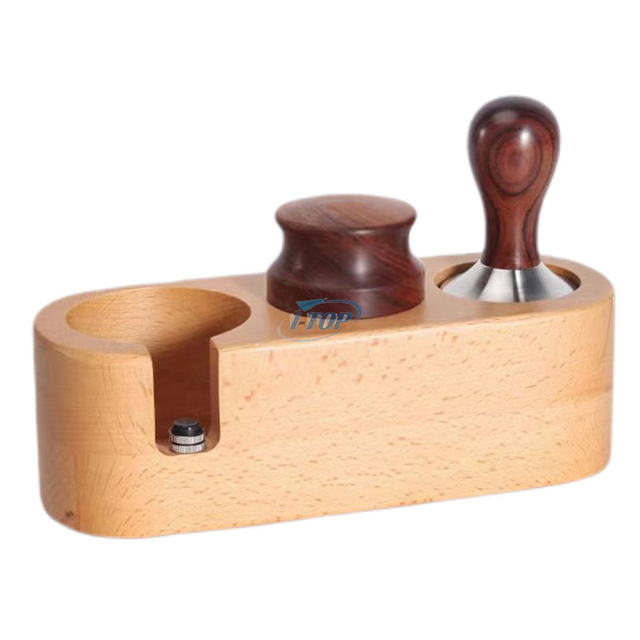 Wooden Espresso Tamper Mat Wood Coffee Filter Tamper Holder with Coffee Tamper and Distributor Espresso Knock Box for Kitchen