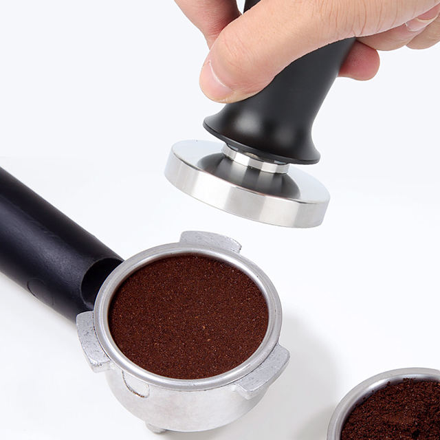 Espresso Tamper Barista Coffee Tamper with Spring Loaded 100% Flat Stainless Steel Base Coffee Tamper