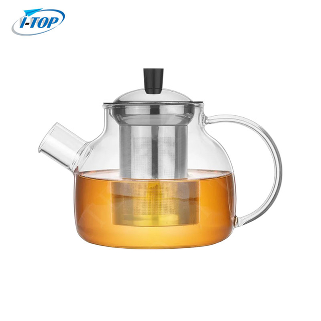 Glass Teapot Kettle with Stainless Steel Removable Infuser for Blooming Tea & Loose Leaf Tea