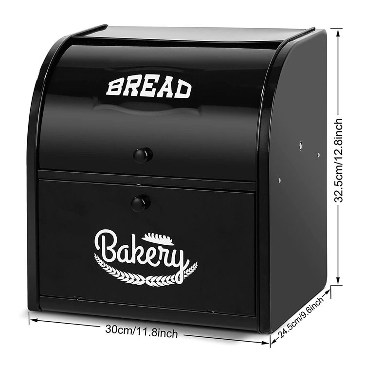 Kitchen Stainless Steel Bread Box 2 Layer Adjustable Bread Storage Bin With Lid Makeup Organizer Box