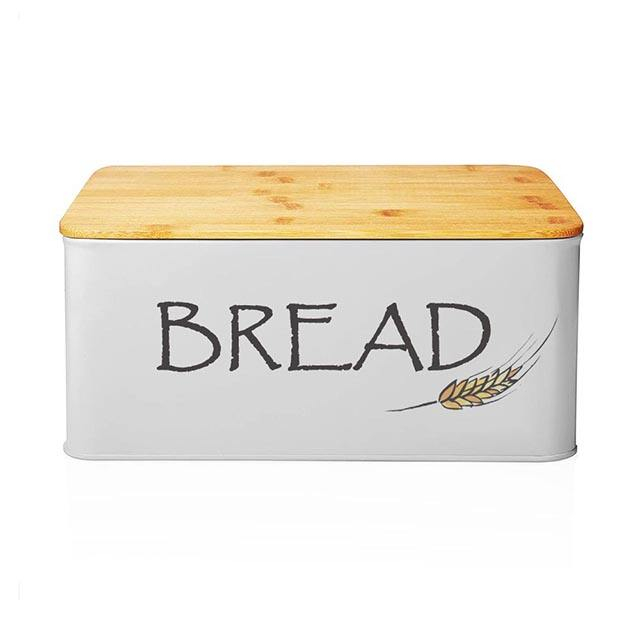 Outdoor junket rectangle Metal Food container Wood cutting board bamboo bread bin loaf storage bin bread box