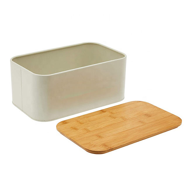 Outdoor junket rectangle Metal Food container Wood cutting board bamboo bread bin loaf storage bin bread box