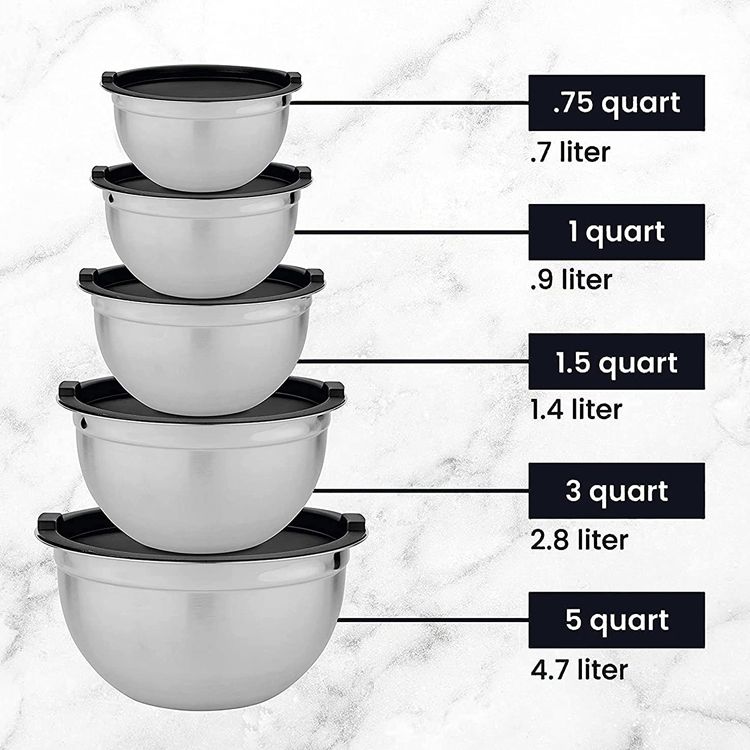 Factory Direct Cheap Price Salad Bowl Beat Eggs Basin With Silicone Airtight Lid Grater Mixing Bowl Set Stainless Steel Mixing B
