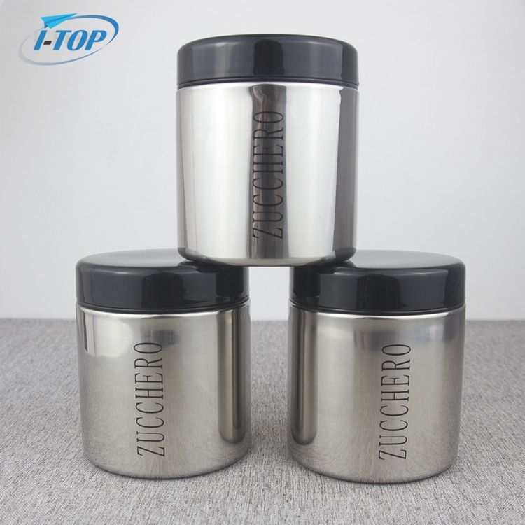 Kitchen Airtight Organizer Jars Sugar Coffee Tea Storage Container Stainless Steel Canister Set