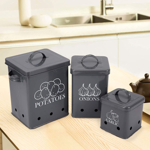 Hot Selling Metal Food Storage Container Potato Onion Garlic Kitchen canisters potato