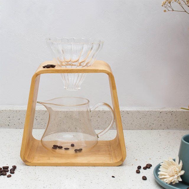 Bamboo Wood Coffee Dripper Double Stand Pour Over Coffee Stand PourOver Drip Holder