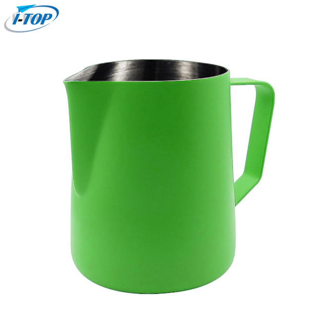 Milk Pitcher Green Coating Colorful Espresso Latte Art Garland Frother Barista Stainless Steel Coffee Frothing Pitcher Milk Jug
