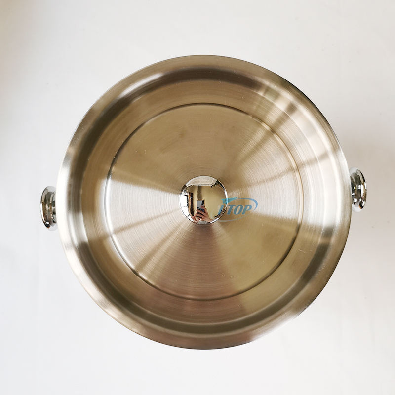 Single-Wall Stainless Steel metal Ice Bucket With ice scoop with handy two bomb handle