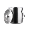 Double-Wall Stainless Steel Insulated Portable Ice Bucket With Lid and Ice Tong Included Strainer Keeps Ice Cold and Dry