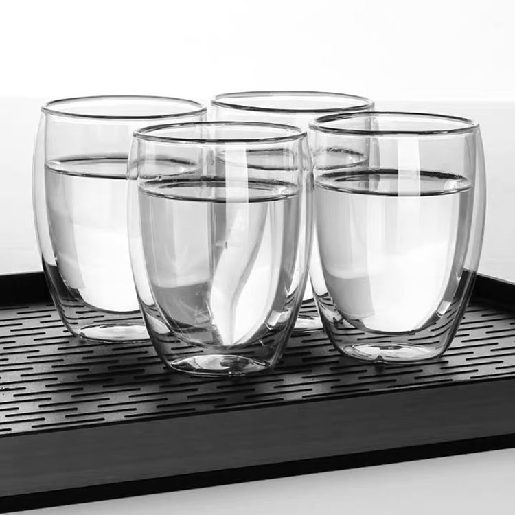 Double Walled Glass Coffee Or Tea Cups Insulated 250ml Coffee Mugs