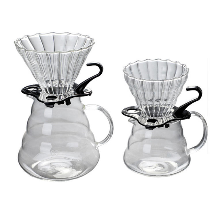 Hot Sell Coffee Dripper V60 Heat-Proof Glass Coffee Filter for Barista Coffee Brewing Cup 2-4Cups