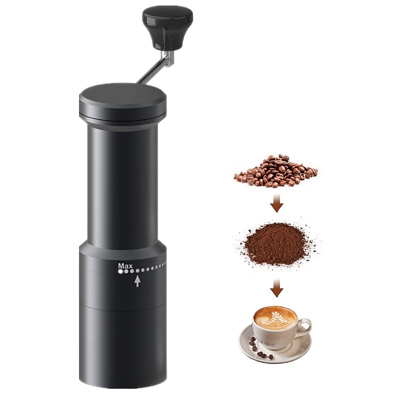 Manual Coffee Grinder with Stainless Steel Burr Adjustable Settings Hand Coffee Grinder Aviation Aluminum Manual Steel Core