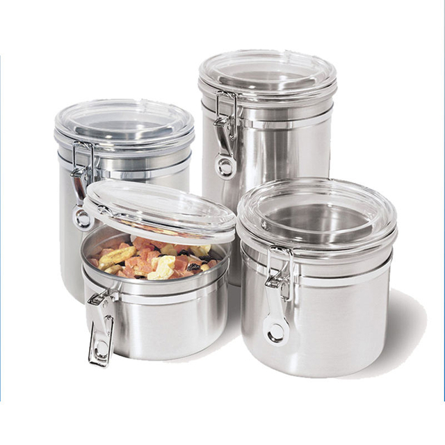 stainless steel canister tea coffee metal air tight container sets jar