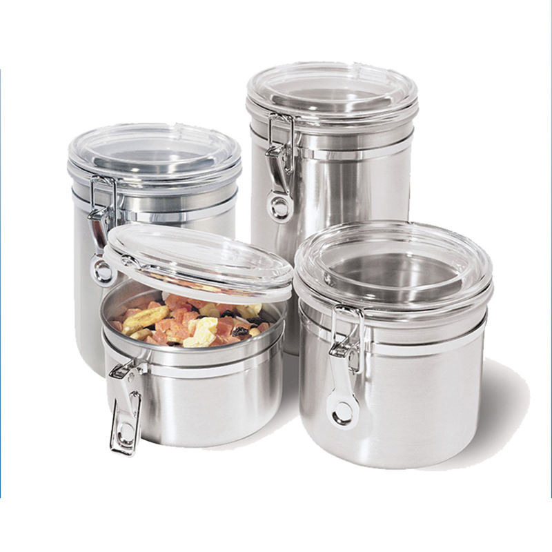 stainless steel canister tea coffee metal air tight container sets jar