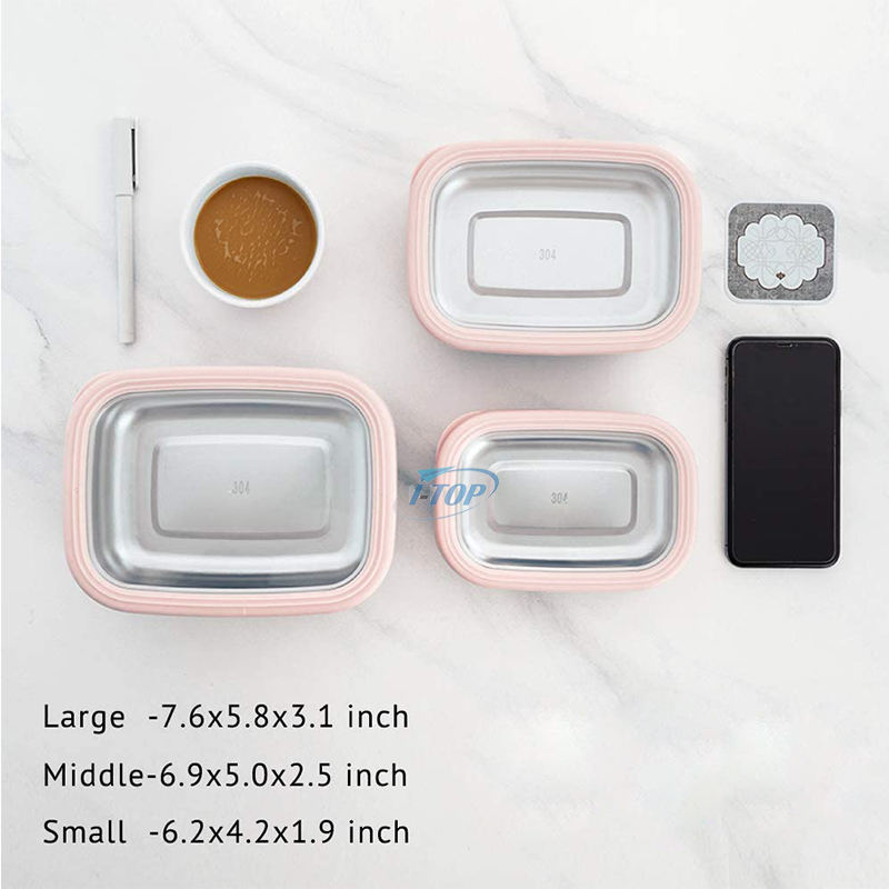 Wholesale Adults & Kids Leakproof Lunch Bento Box food storage container 304 Stainless Steel Lunch Box with Lid