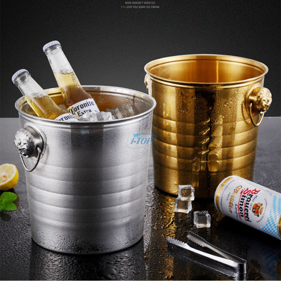 Factory Direct 5.5 inch Mini Portable Double Wall Ice Bucket Stainless Steel Ice Bucket for Champagne Bucket