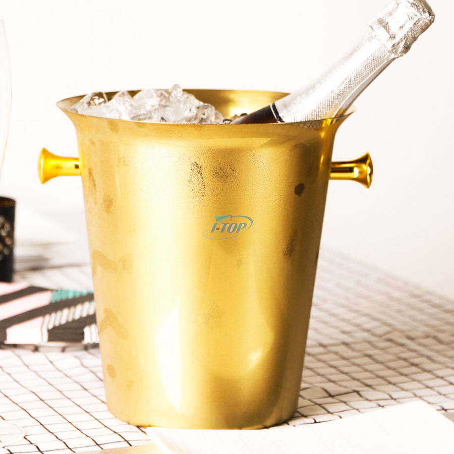 Custom Logo Silver Serveware Double Walled Stainless Steel Insulated Ice Bucket for Parties Events Gatherings