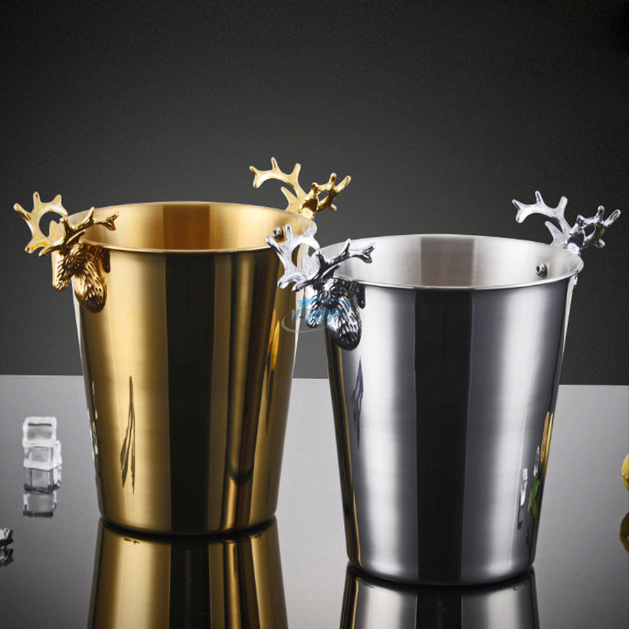 Personalized 3 Liters Portable Double Wall Ice Bucket Stainless Steel Ice Bucket for Beverage Bucket