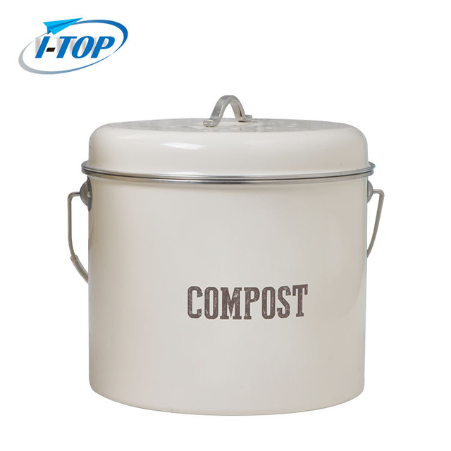 1.0 gallon Compost Bucket Galvinizational Zinc Metal Easy Clean with Charcoal Filter Compost bin
