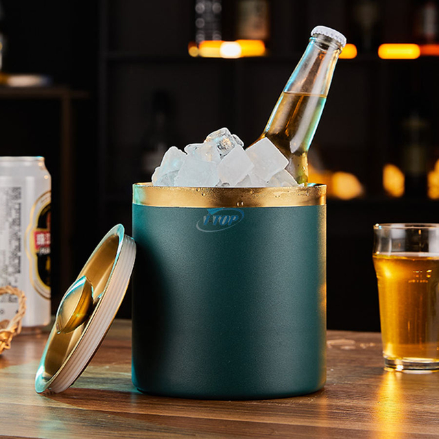 Perfect Gift 4L Portable Champagne Wine Chiller Outdoor Ice Bucket Double Walled Stainless Steel Ice Bucket For BBQ