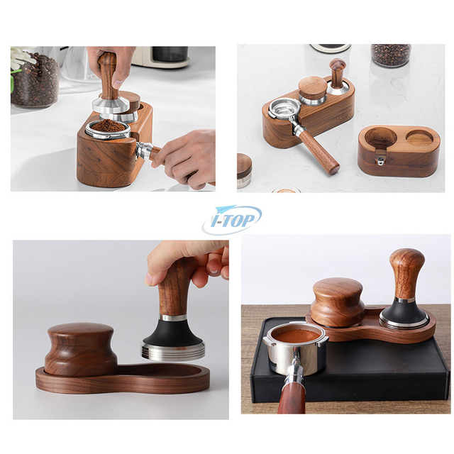 Coffee Tamping Set Wooden Handle coffee Hammer tamping Kit & Tool with coffee Stirrer for Distribution