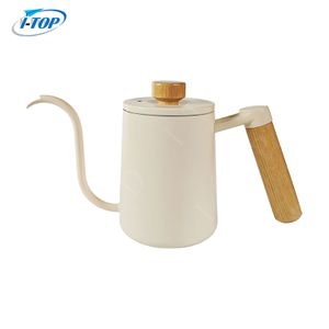 600ml Gooseneck Pour Over Coffee Kettle 304 Stainless Steel Slender Spout Wooden Handle Coffee Dripper