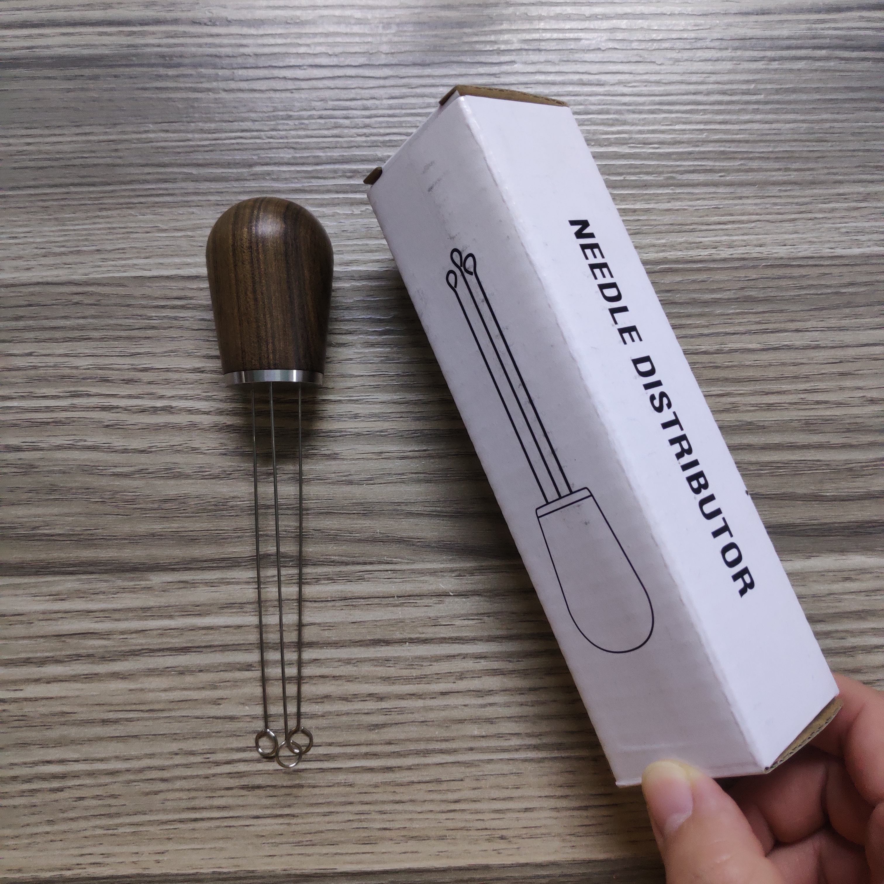 Espresso Coffee Stirrer barista Stirring needle for Espresso Distribution Natural Wood Handle and Stand
