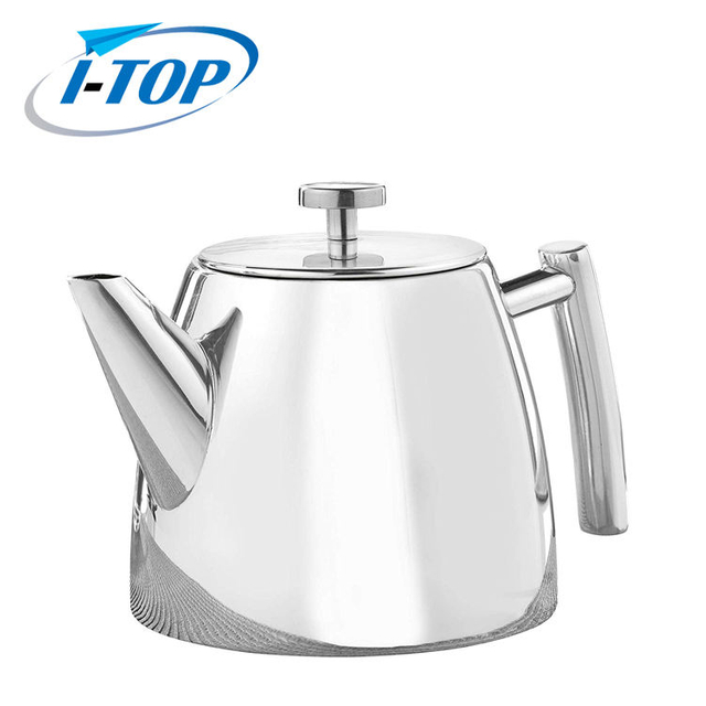Stainless Steel tea pot Double walled 1.2L tea infuser Heat resistant Teapot with infuser