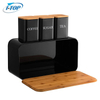 Home Kitchen Space Saving Extra Large Vertical Metal Stainless Steel Toast Bread Storage Box With Bamboo Cutting Board Lid