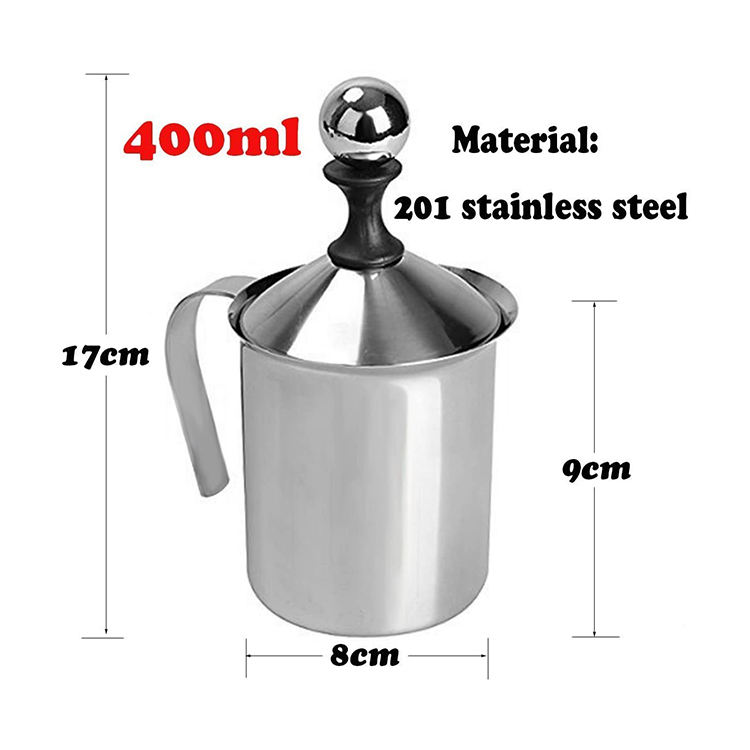 Milk Frother HomeGoal Stainless Steel Manual Milk Frother Handheld Coffee Milk Frothing Pitchers