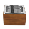 Stainless Steel Knock Box Espresso Dump Bin with Wooden Case Set - Wooden Frame Coffee Knock Box