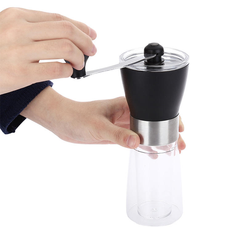 New Stainless Steel Acrylic Plastic Handle Manual Coffee Grinder