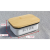 Metal Container Bin with Bamboo Wood Lid for Kitchen Metal Suger Cheese Storage Box Butter Dish