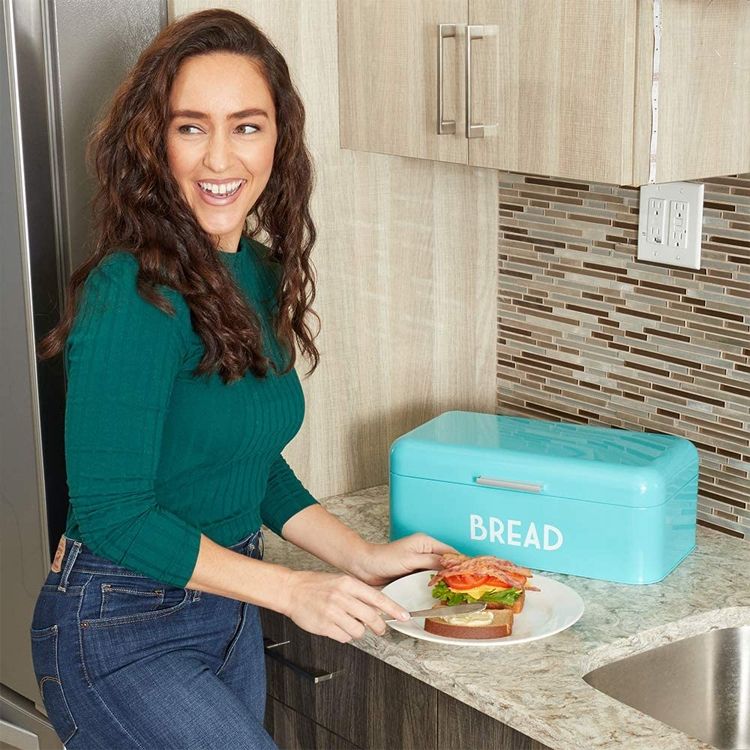 Kitchen Metal Stainless Steel Rectangle Bread Storage Bin Boxes Food Container