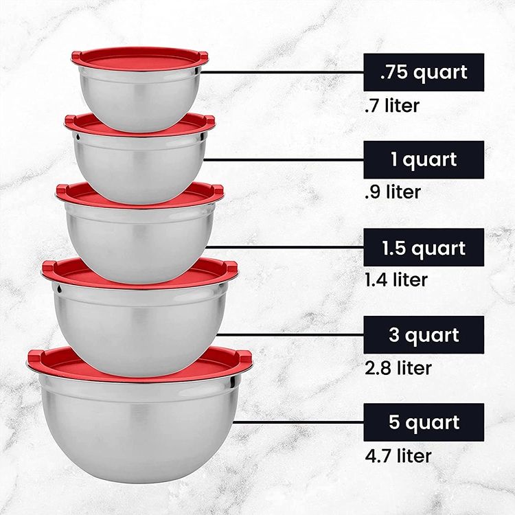 Eco-friendly Best Selling 18cm Premium Mixing Bowls Set Stainless Steel Salad Bowl With Lid For Kitchenware