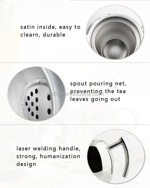 1.2 L Heat resistant satin tea Kettle Double walled Stainless Steel Teapot with infuser