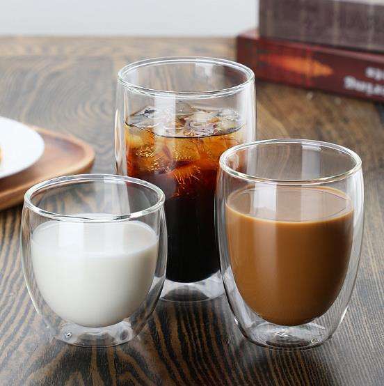 Glass Coffee Mugs Set Double Wall Insulated Cups Large Mugs for Tea Latte Cappuccino Borosilicate Clear Glass Cups