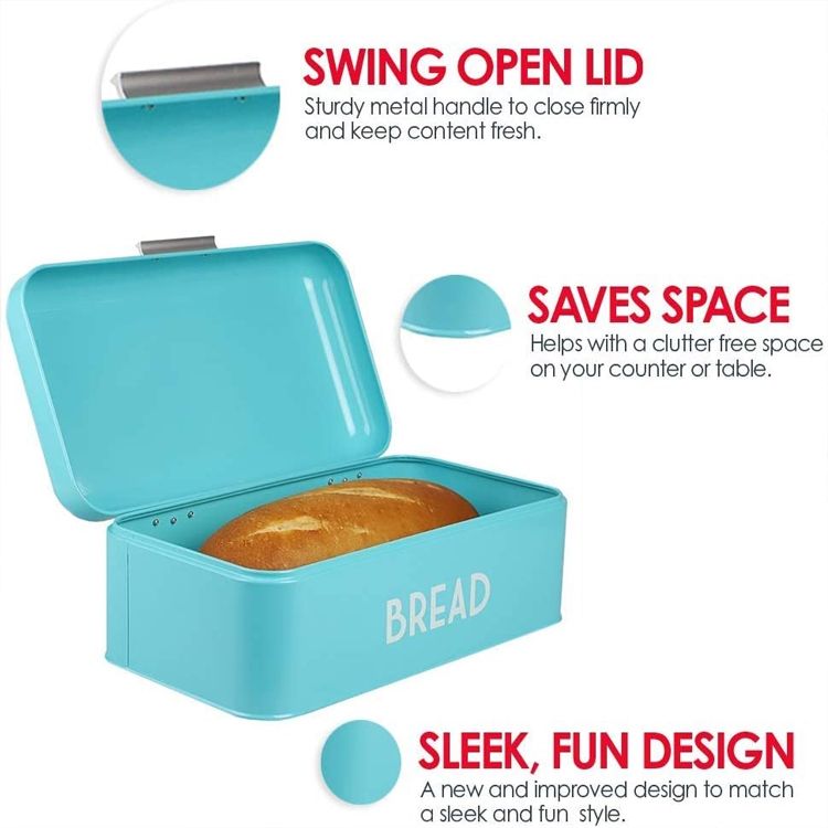 Kitchen Metal Stainless Steel Rectangle Bread Storage Bin Boxes Food Container