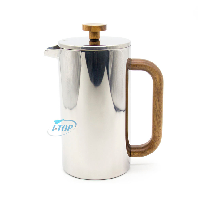 New Design Insulated Double Wall French Press Metal French Coffee Pot