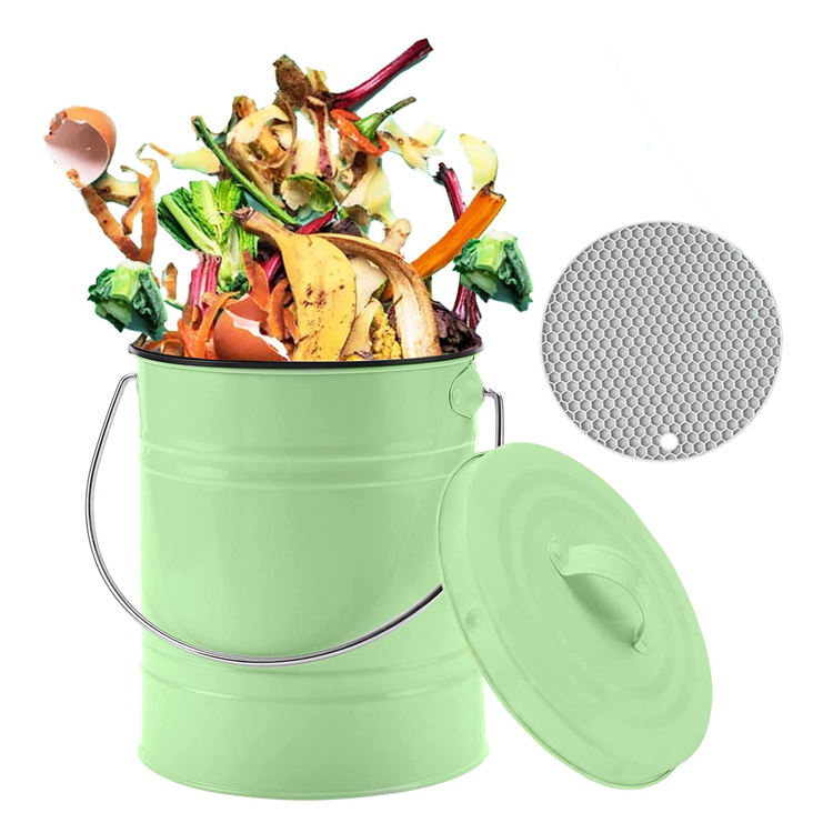 Compost bin Eco recycled material household indoor Stainless Steel Kitchen Trash Filter Compost for Kitchen for fertilizer