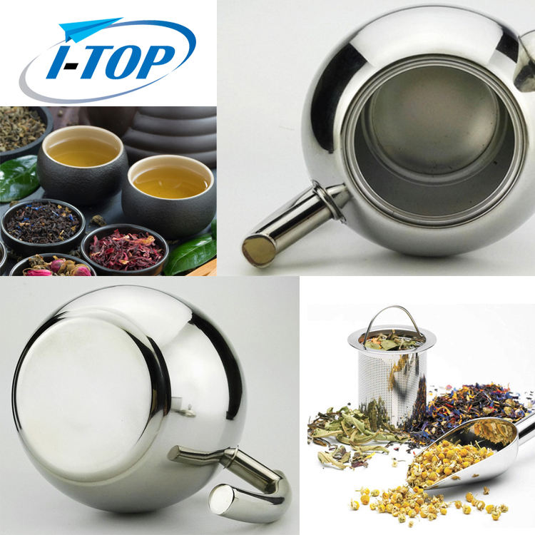 Stainless Steel 1.2L teapot with infuser for loose tea double walled insulation keeps tea warm for longer tea pot